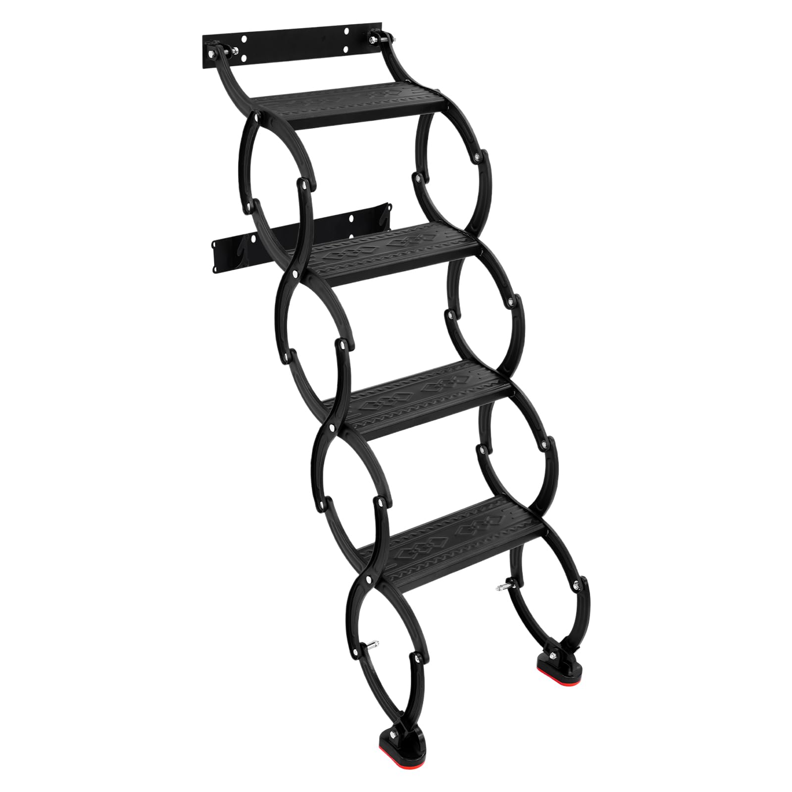 Escalera para el ático, 4 peldaños montados en la pared, escalera plegable extensible, montada en la pared, escalones antideslizantes, escalera telescópica, capacidad de carga 200 kg