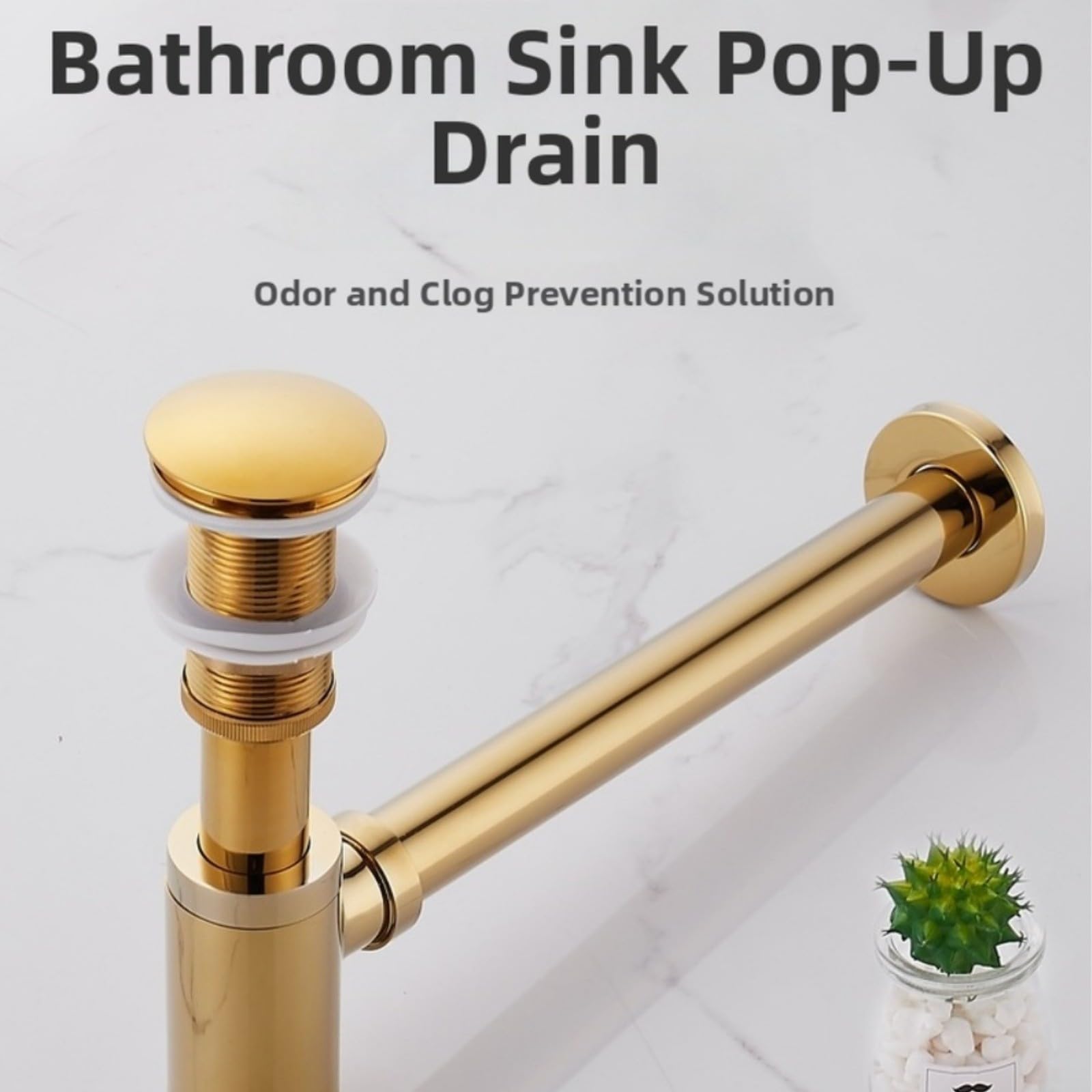 Desagüe de pared para fregadero de baño con desbordamiento, colador