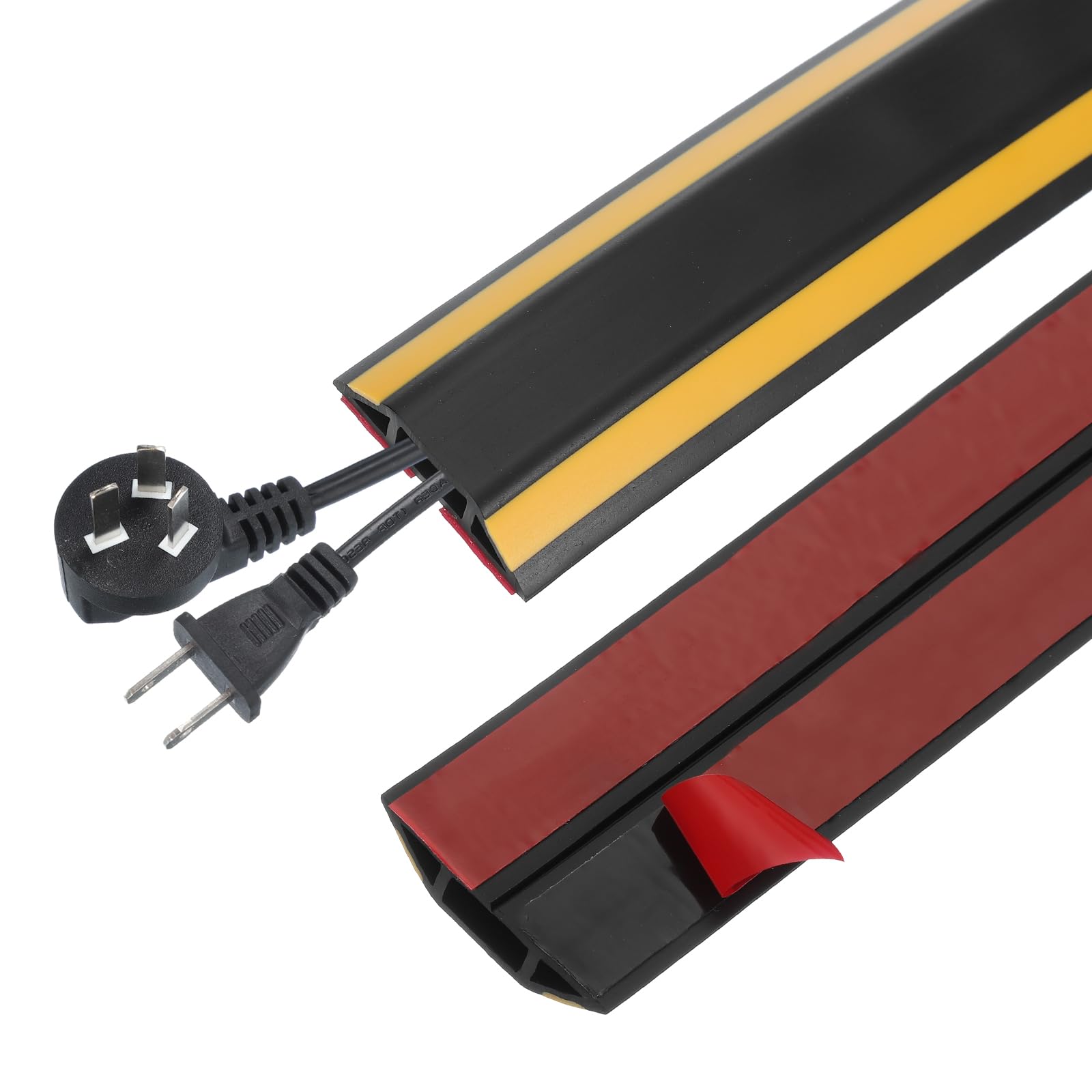 PATIKIL Floor Cord Cover 4 cm x 3 Meters, Self Adhesive Cord Hider Floor Power Cord Protector Extension Cable Management Cable Recess for Offices Exhibitions, Yellow/Black