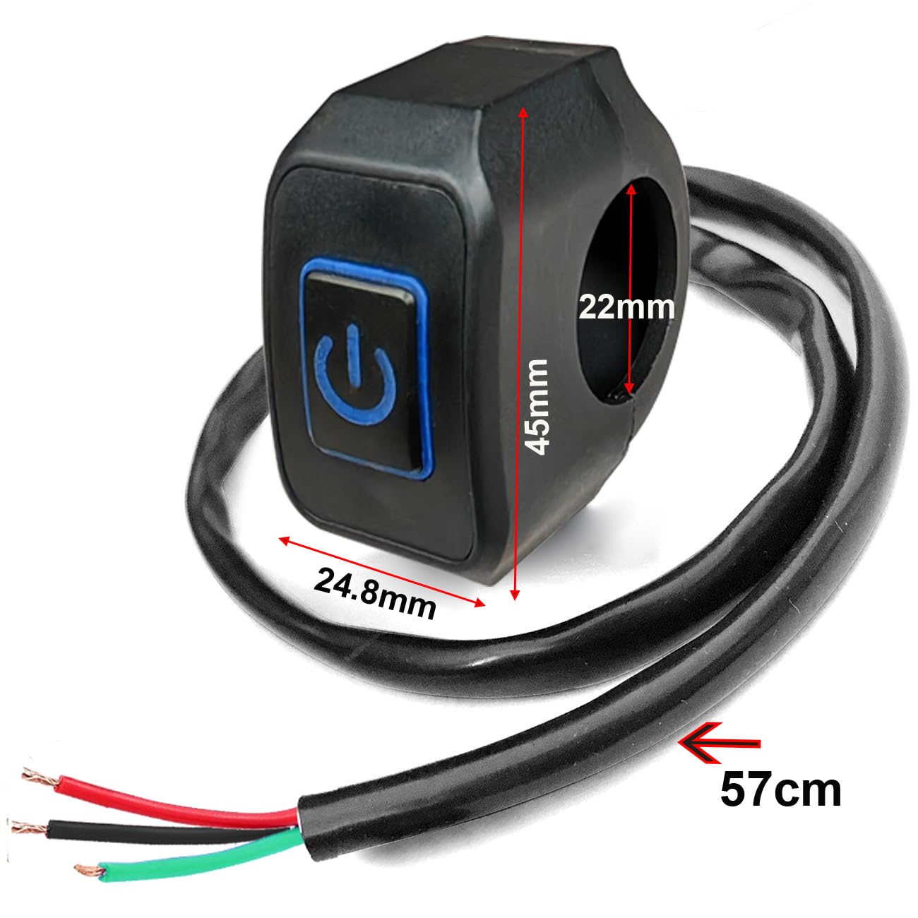 Gebildet Interruttori per Manubrio 22mm 7/8" IP65 Impermeabile per ATV Motociclette Biciclette Elettriche LED Blu
