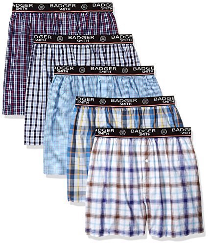 Badger Smith Men's 5 - Pack Cotton Checks Multicolor Boxer Shorts M Multi