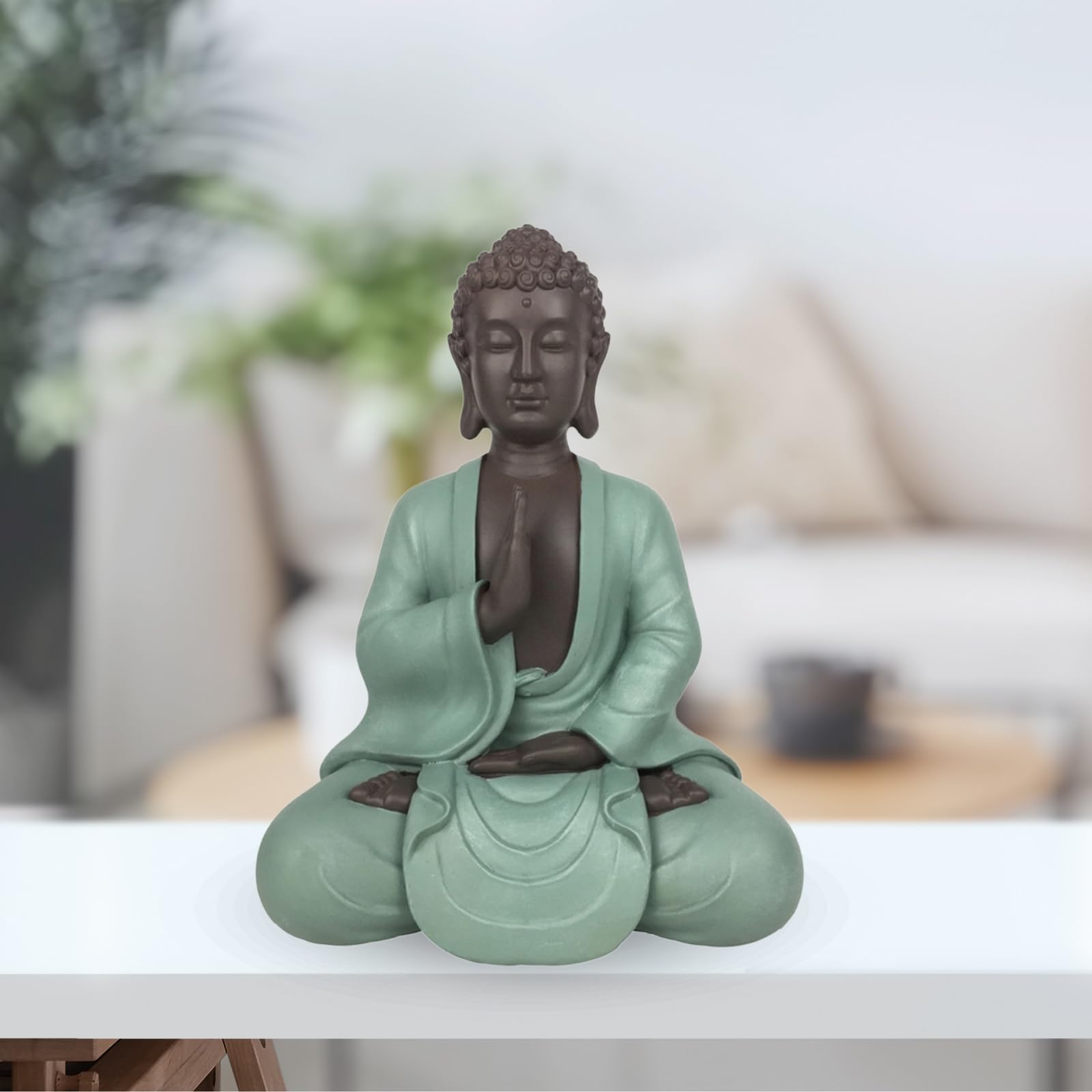 Boudha Standbeeld Geluksbrenger Zen En Feng Shui Decoratie Voor Het Creeren Van Een Ontspannende Spirituele Sfeer Origineel Cadeau Idee Breedte 9 Cm Kleur Groen Bruin Zen Light 752802317