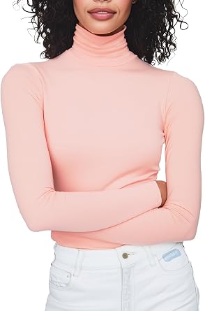 Womens Turtleneck Long Sleeve Shirts Thermal Base Layer Underwear Tops Lightweight Undershirt