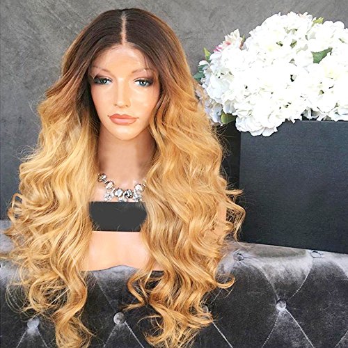Wicca Ombre Honey Blonde 13x4 Lace Front Wigs for Women 1b27# Color Brazilian Remy Human Hair Wigs with Baby Hair Body Wave Wig with Pre Plucked Hairline