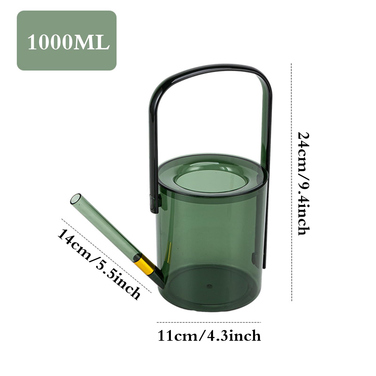 Regadera pequeña de plástico for Plantas de Interior con Mango de Pico Largo extraíble(Green)