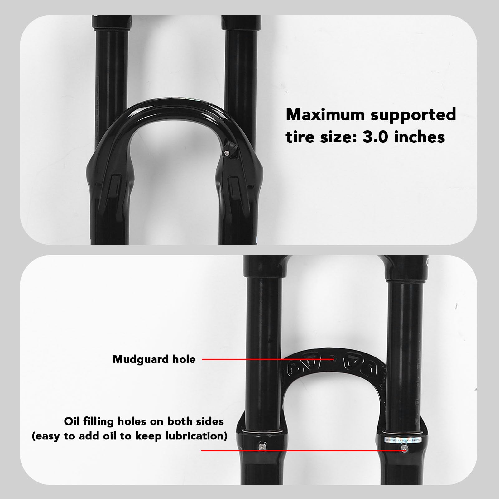 Generic 36mm Widelec Przedni Roweru, Stop Aluminium, Zwężana Rura Sterowa, Widelec Amortyzowany Pneumatycznie do Roweru Górskiego