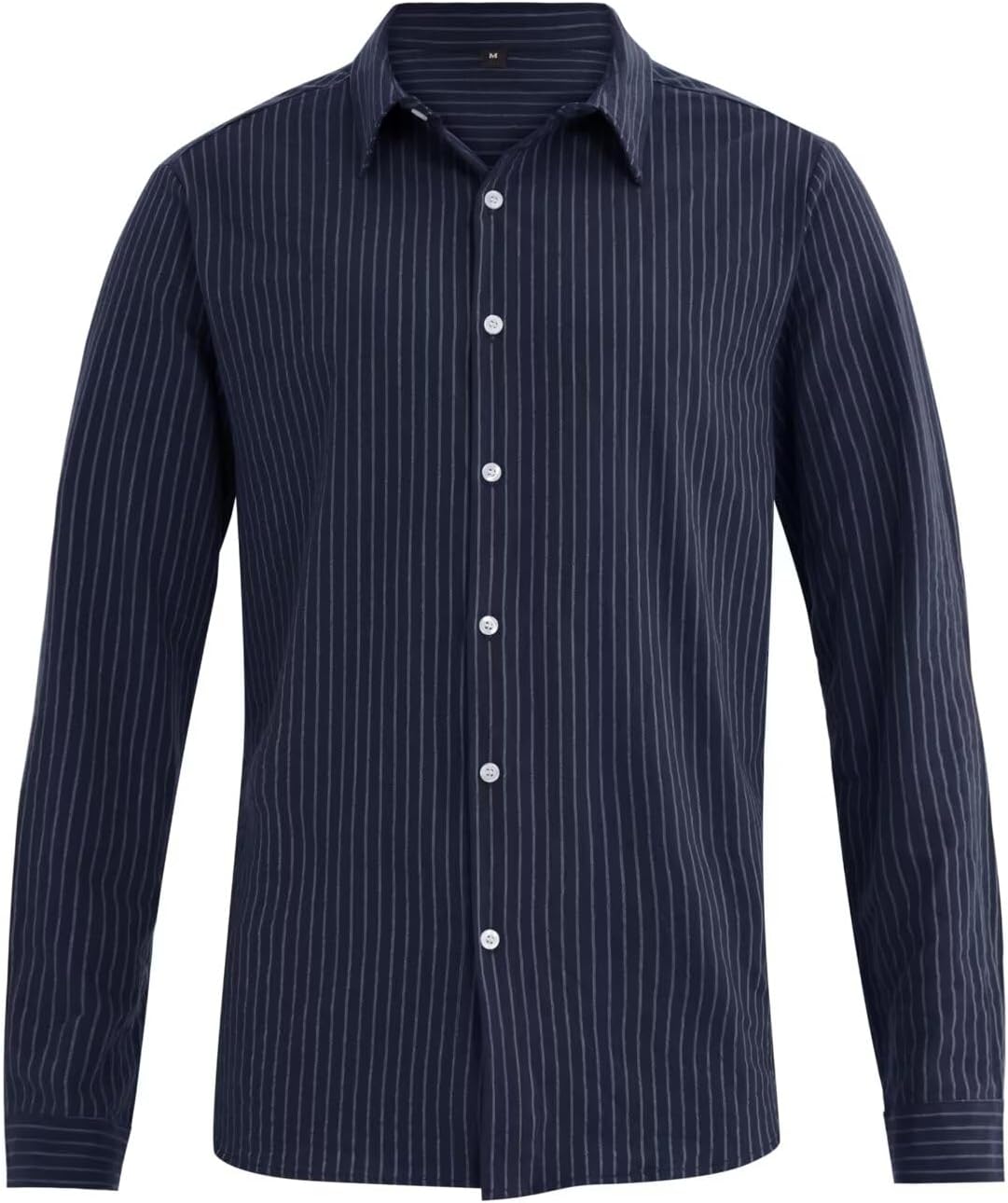 BAYAMO Men's Casual Button-Down Striped Shirts Long Sleeve Cotton Linen Shirts for Men Fashion Business Shirt - Image 3