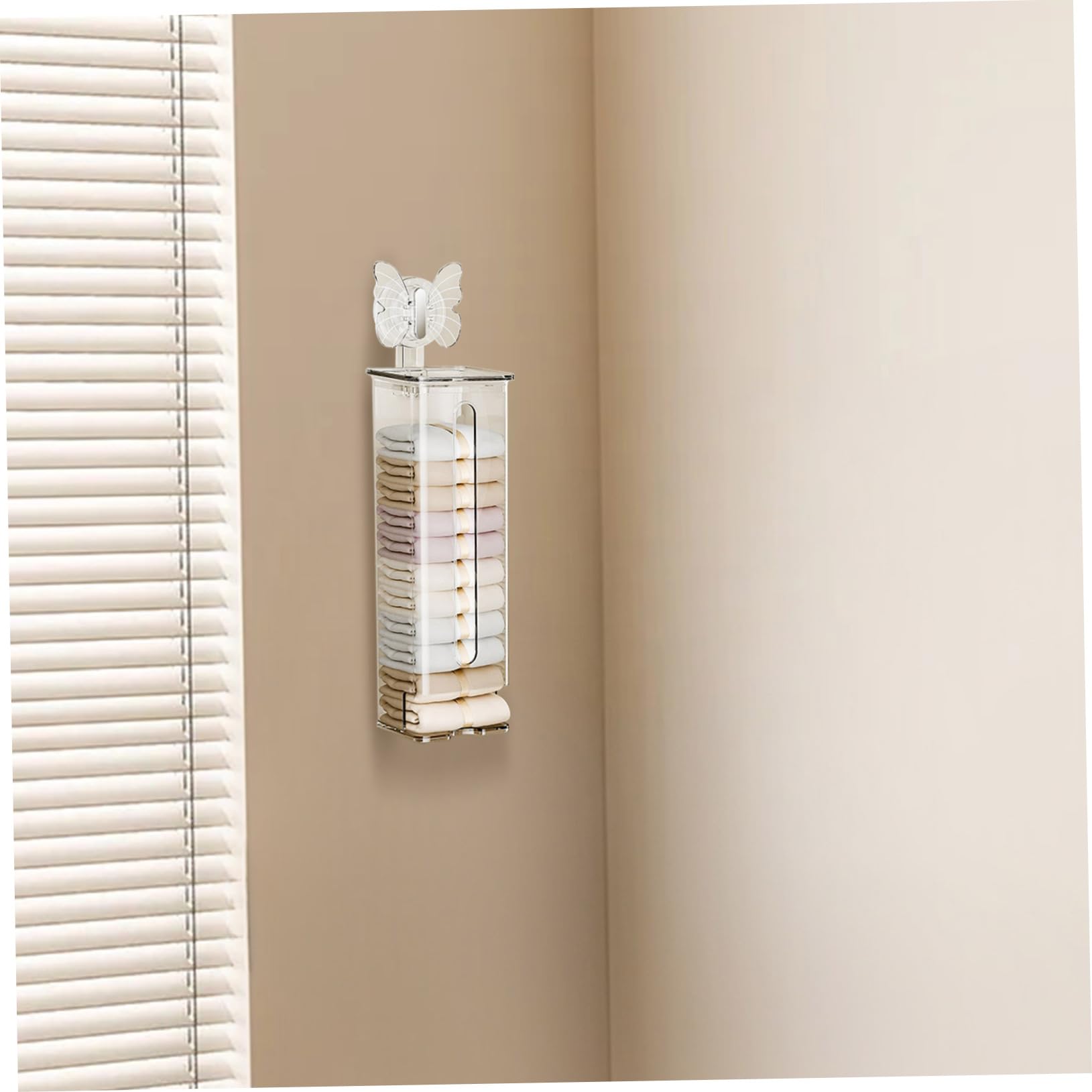 STOBAZA Hängender Unterwäsche Organizer mit Saugnapf 2 Stück aus Pet mit Schutzdeckel Platzsparend für Socken und Unterwäsche zu Hause