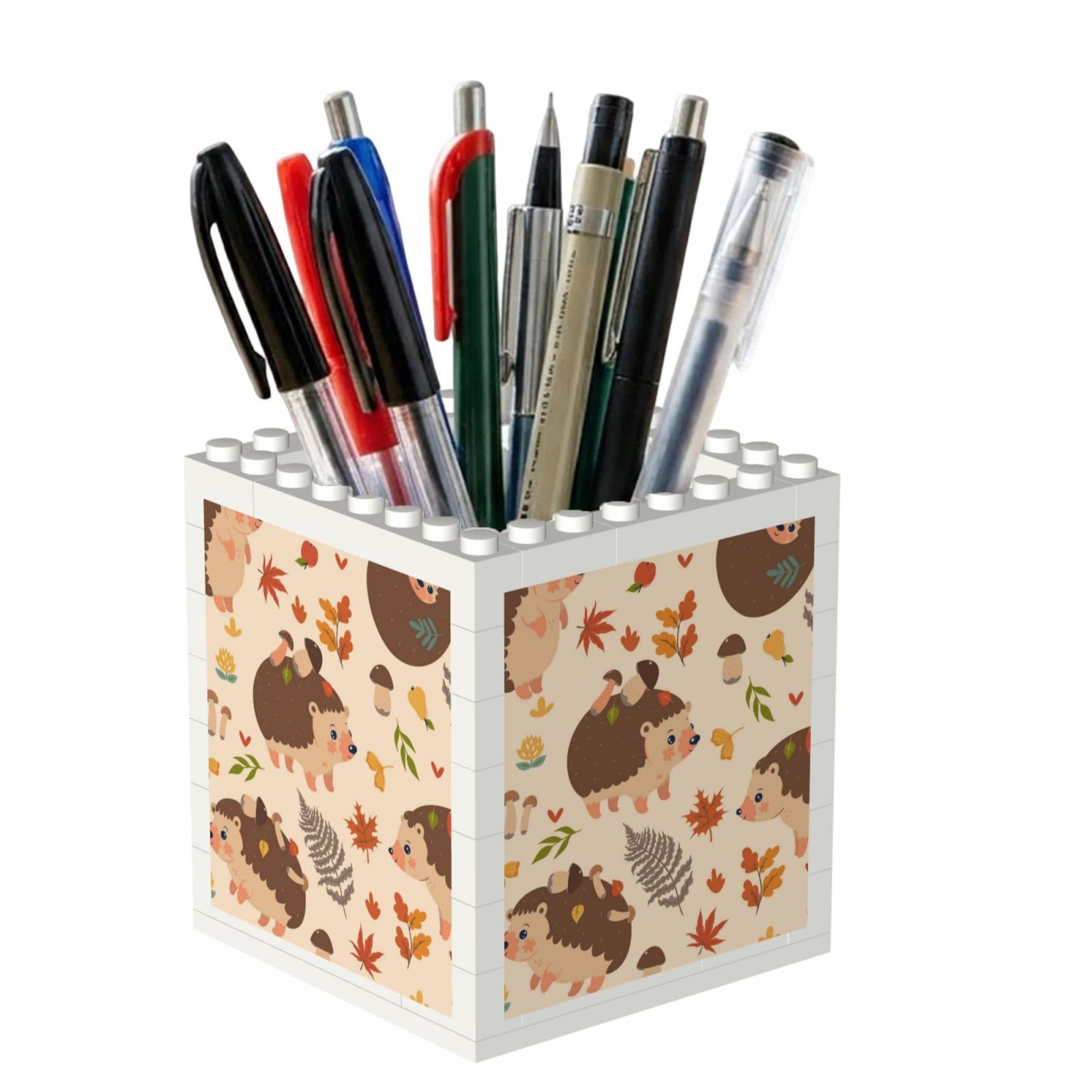 Poadnly Cute Hedgehog And Mushroom, Pen Pot Pencil Holder for Office Home School, Compact Desk Organiser for Office Stationery