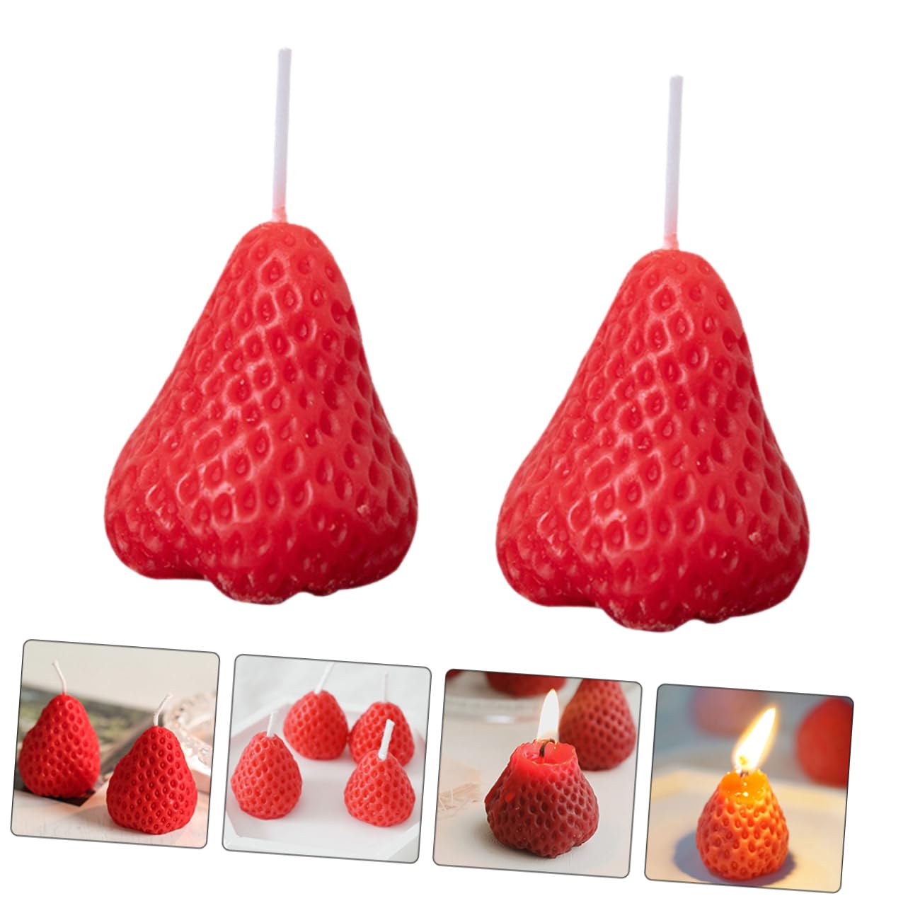 MAGICLULU 9pezzi Candela Decorativa Forma di Fragola Candela Alimentare Profumata Candele alla Fragola per Casa e Feste Realizzata Materiali di Qualità e Sicuri Crea un Atmosfera Confortevol