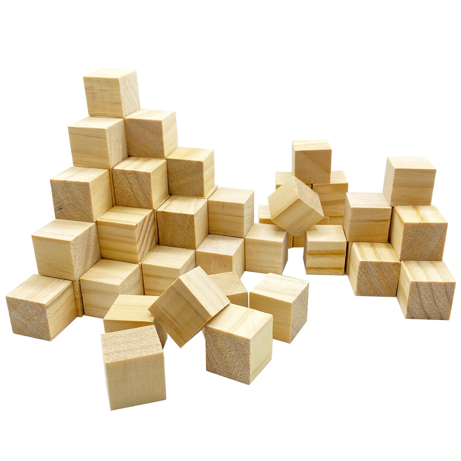 MUXGOA Wooden Cubes,Pack of 100 Unfinished Wood Blocks for Crafting,3/4inch Wood Square Blocks for Crafts Making & DIY Projects & Decor