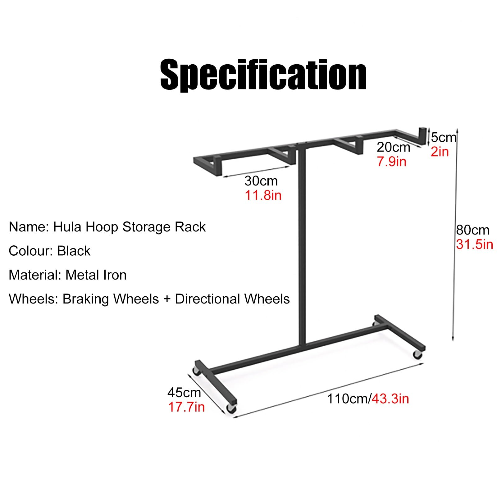 Supporto per Hula Hoop Carrello portaoggetti a 4 ruote per hula hoop, scaffale metallico capiente per corde per saltare, espositore per attrezzature fitness