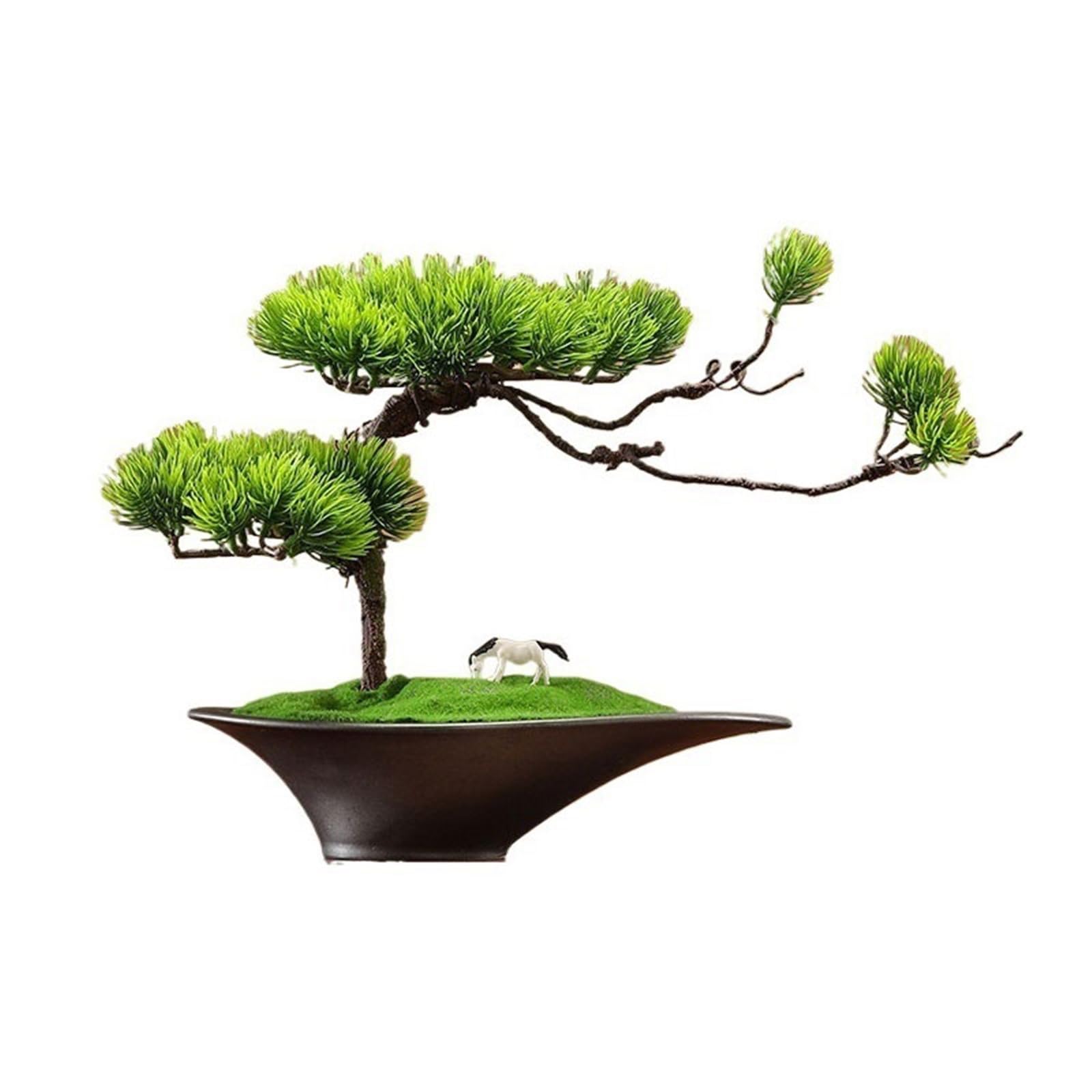 GLJTUO Artificial Trees Artificial Bonsai Tree Fake Plants for Home Decor, Living Room Bookshelf Table Simulated Pine