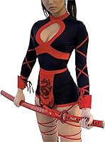 Vista 1 de Alyweatry Disfraz sexy de Halloween para mujer, disfraz de anime para cosplay, disfraz de guerrero ninja dragón Rojo