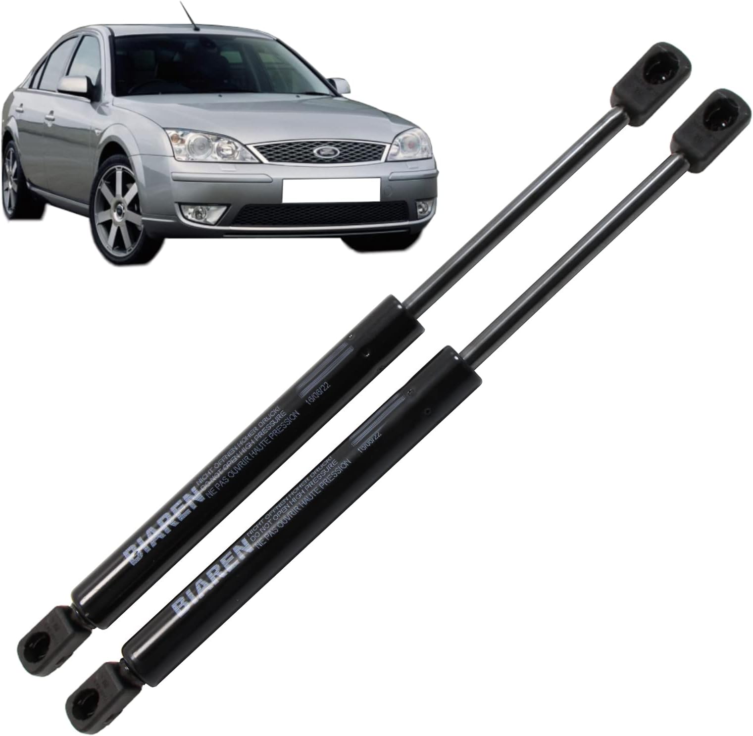 BIAREN 2x Front Bonnet Gas Struts For Ford Mondeo Mk3 2000-2007 Lift Support System 660 (N) 250 MM 1117690 1120812 1S7116C826AD