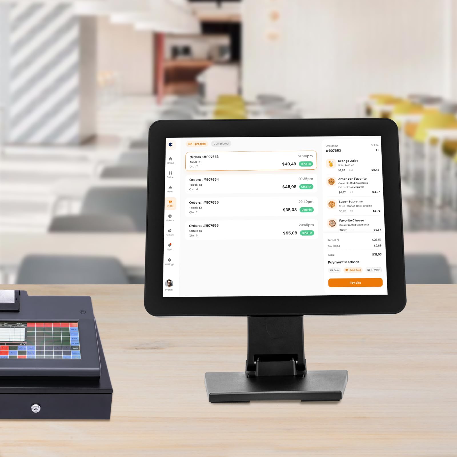 ACLICE Kassendisplay 15 Zoll POS Monitor Touchscreen Kapazitiv 1024x768 HDMI VGA USB 4:3 Computer Monitor für Einzelhandel Kassensystem Restaurant Industrie klappbar mit Wandmontage Schwarz