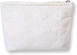 Amazon.com: 1PCS White Shells Quilted Makeup Bag, Portable Travel ...