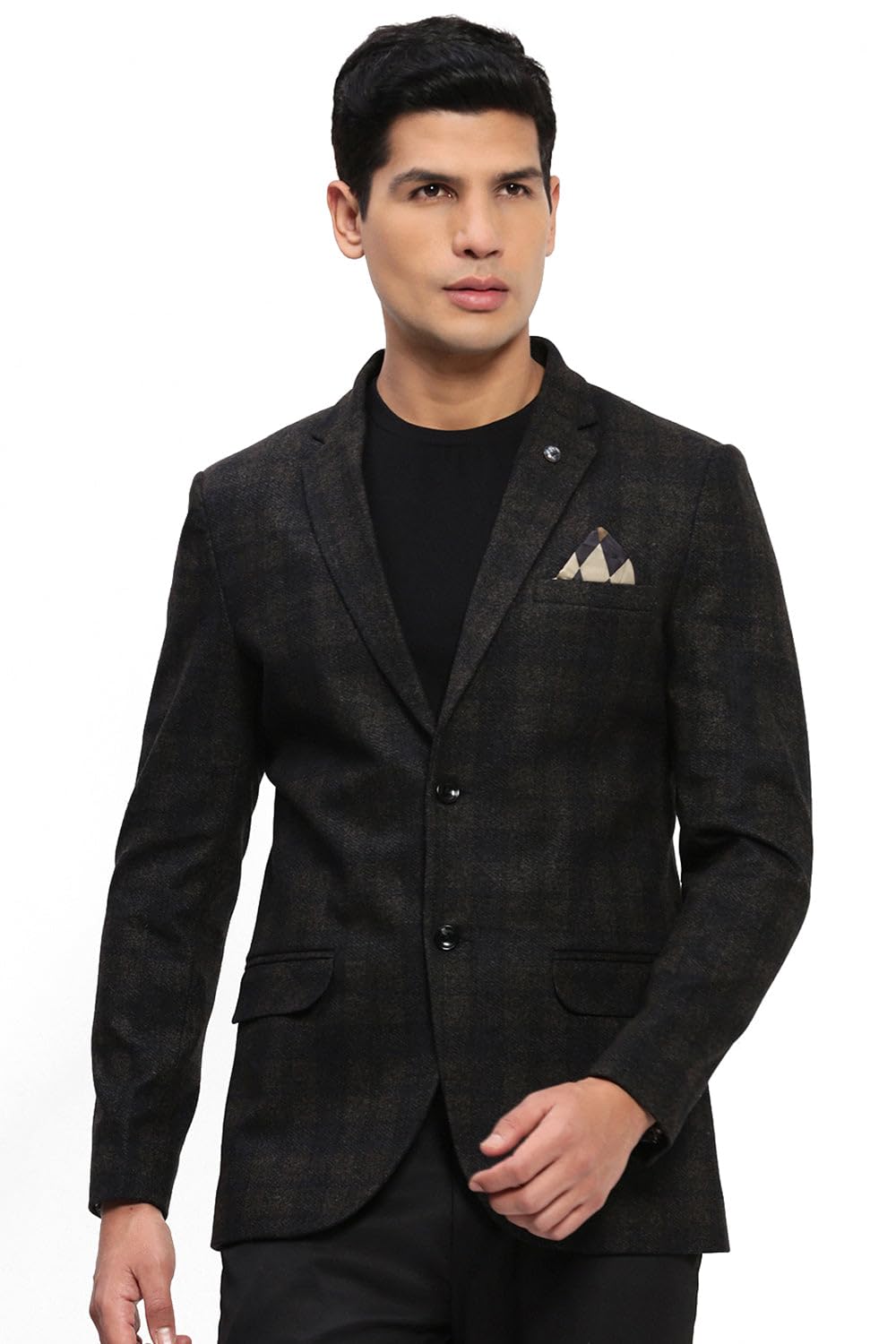 SHOWOFF Men's Brown Checked Single-Breasted Blazer-LBR-2460_Brown-image-22