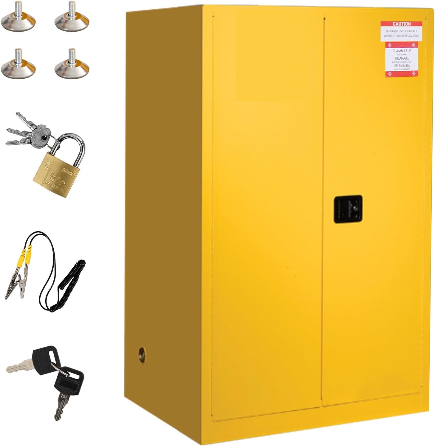 11 Gallon Flammable Storage Cabinet, 18" H x 17" W x 17" D Cold-Rolled Steel Explosion Proof Thickened Galvanized Steel Flammable Safety Cabinet, Fire Safety with Adjustable Shelf