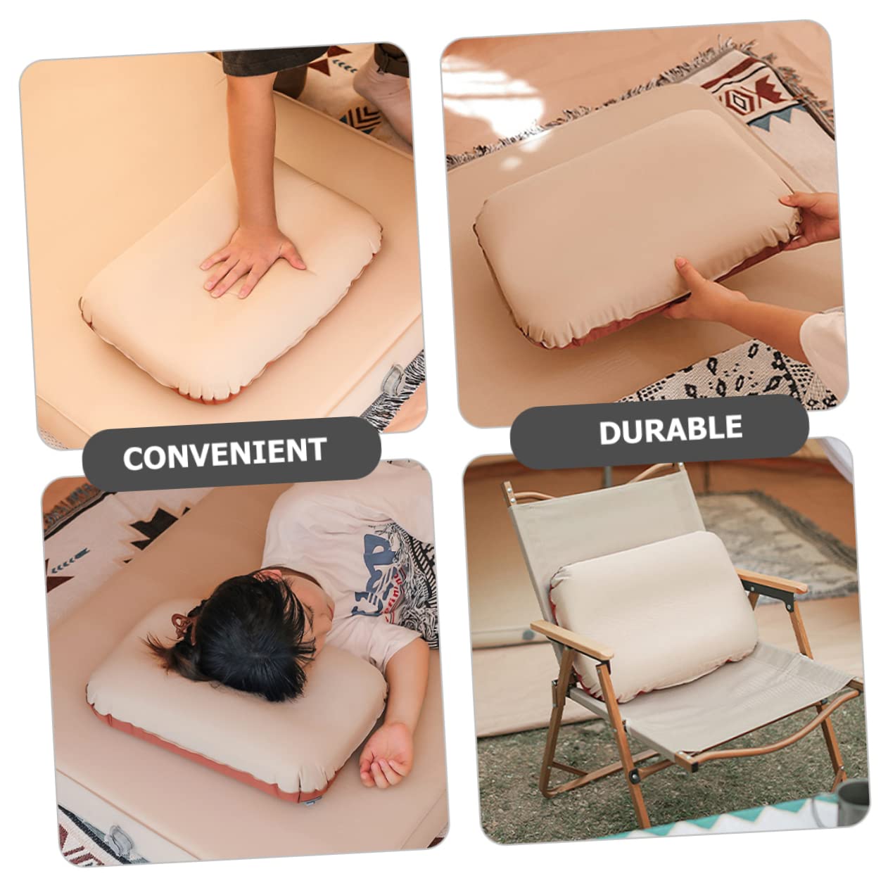 UKCOCO Cuscino Gonfiabile Ergonomico Cuscino Da Viaggio Portatile Per Campeggio in Spugna Facile Da Gonfiare