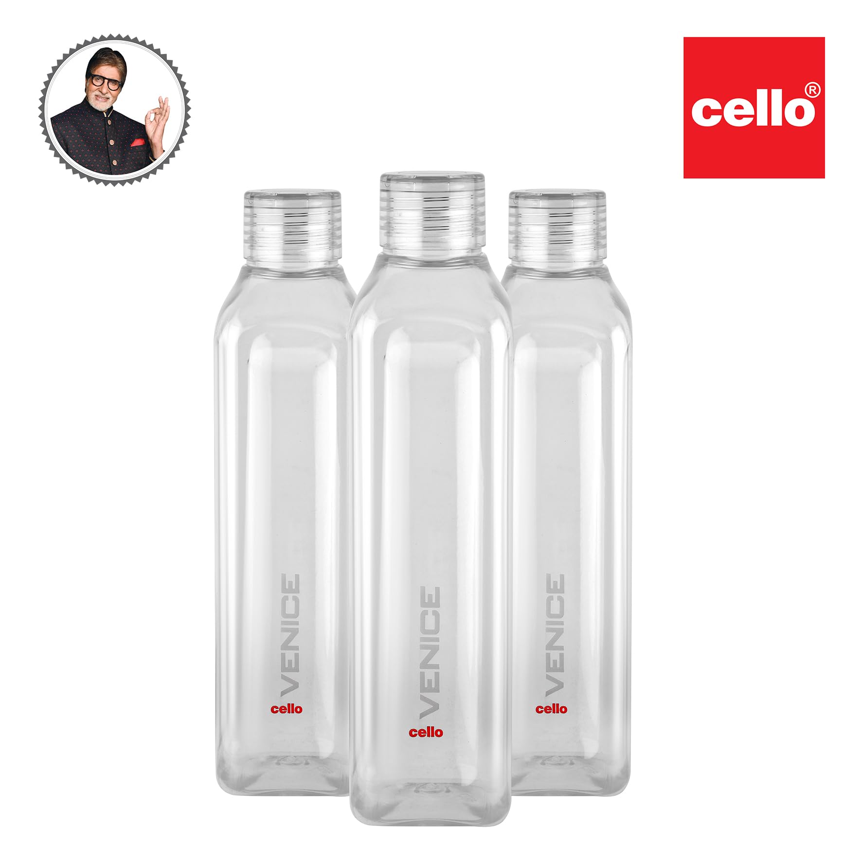 CELLO Venice Exclusive Edition Water Bottles Set of 3 Pcs For Daily Use 1000ml, Transparent | Unbreakable BPA-Free Leakproof Refrigerator Safe Pet Water Bottle For School, Office, Kitchen & Travel — Amazon image 7