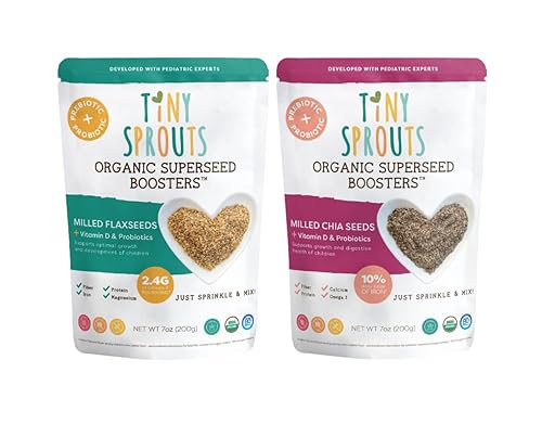 Miniatura 1 de Tiny Sprouts - Paquete de semillas de lino molidas orgánicas y semillas de chía molidas + probiótico de porción completa + refuerzo de supersemillas