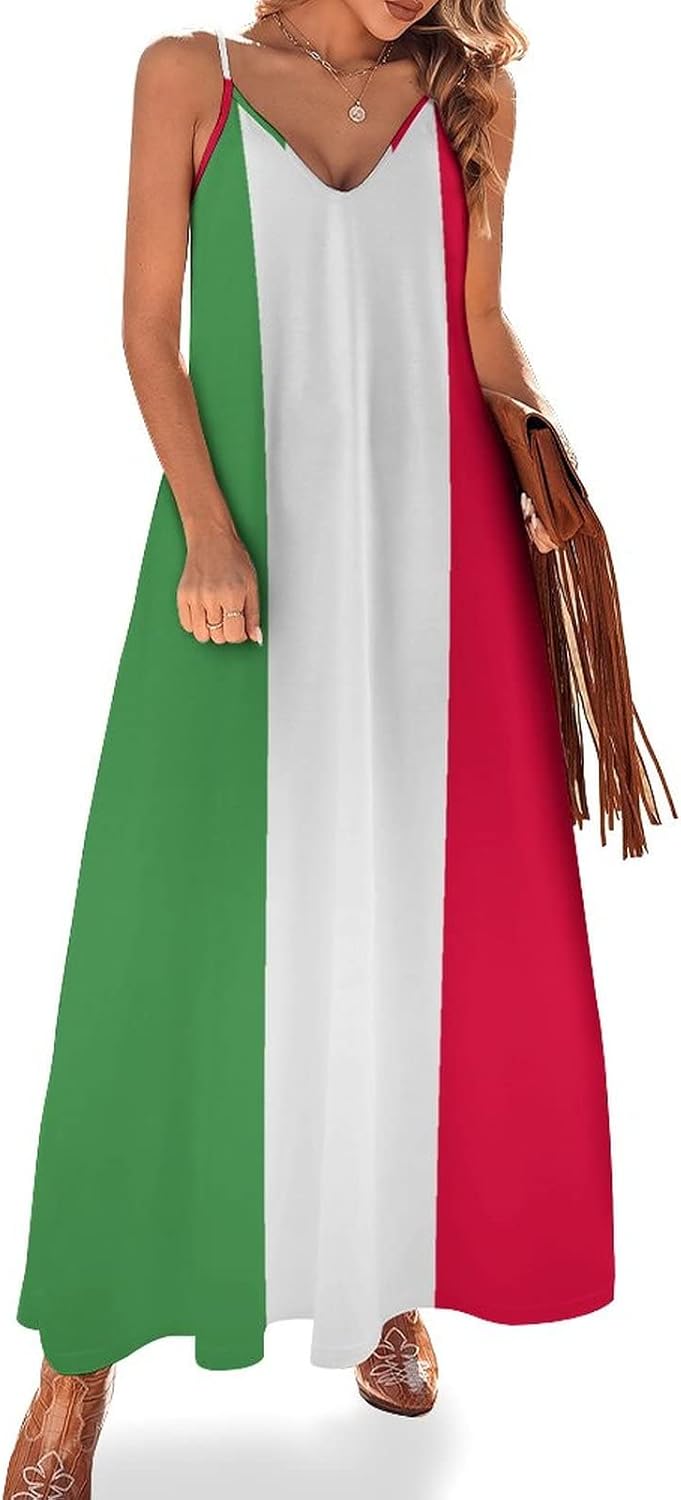 TAIZIYEAH Elegant Casual Italian Flag Off Shoulder T-Shirt for Women Girl's Summer Sun Beach M