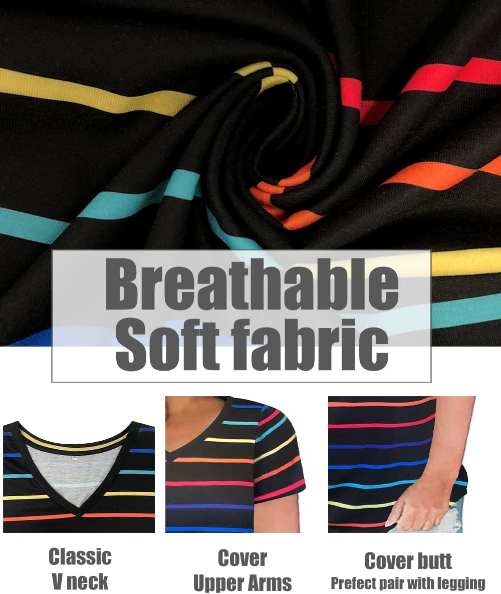 CARCOS Womens Plus Size Tops Short Sleeve Shirts V Neck Tunic Floral/Aniaml Blouses XL-5X - Image 5