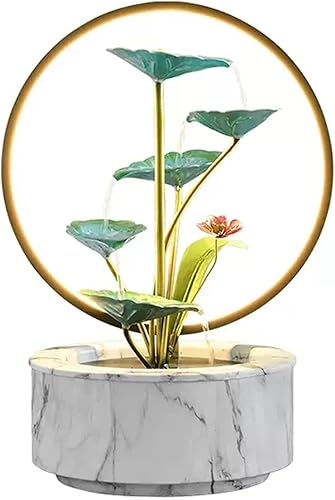 Fuente de agua para interiores, fuente de mesa, fuente de interior de 5 niveles, fuente de mesa de hoja de loto, decoración de habitación de cascada