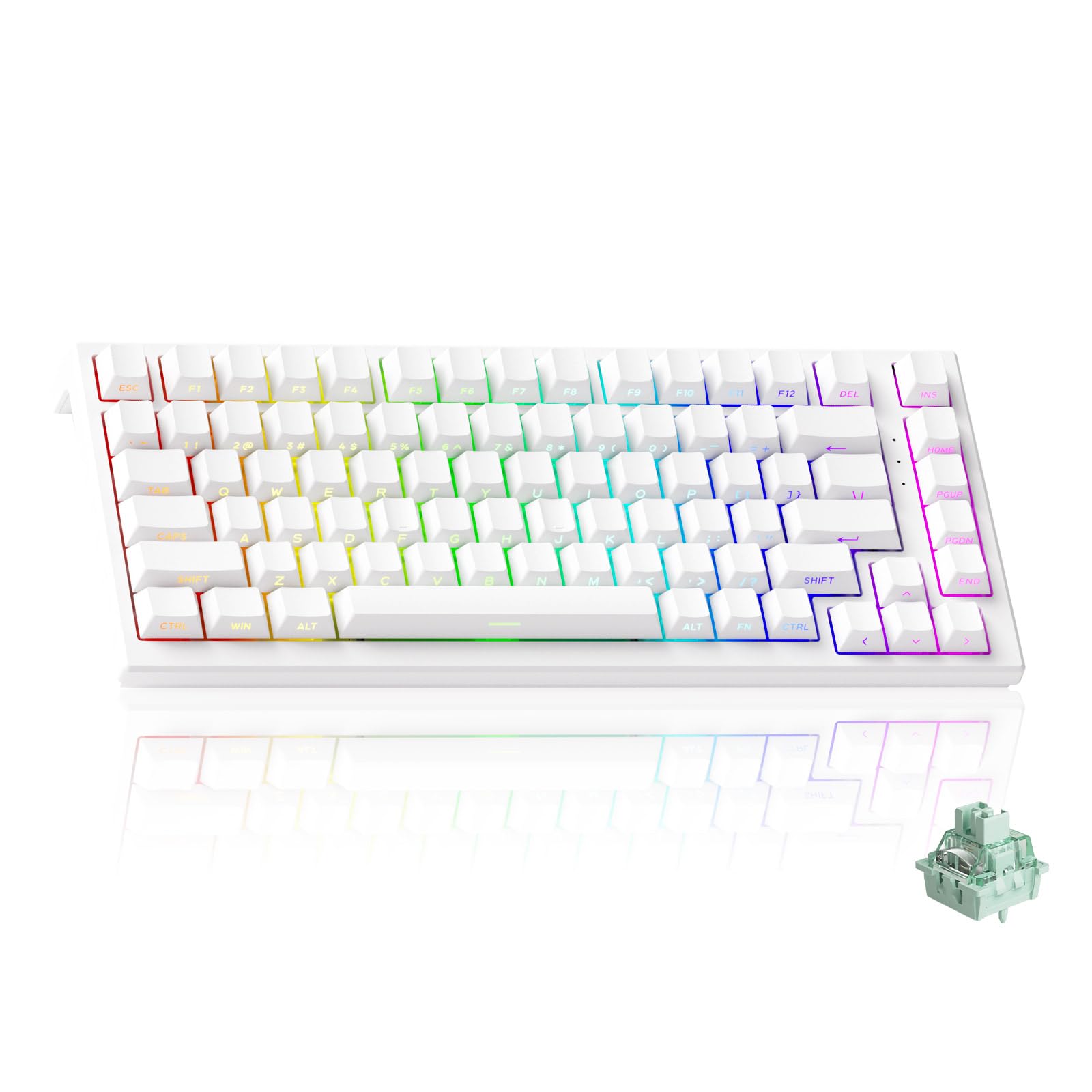 Akko TAC75 HE Teclado 75% Hall Effect Switch Magnético RT0.005mm | Teclas PBT Blancas, 8K Hz, Layout US, ARGB, Activación Ajustable, Snap Tap para FPS Gaming/Trabajo