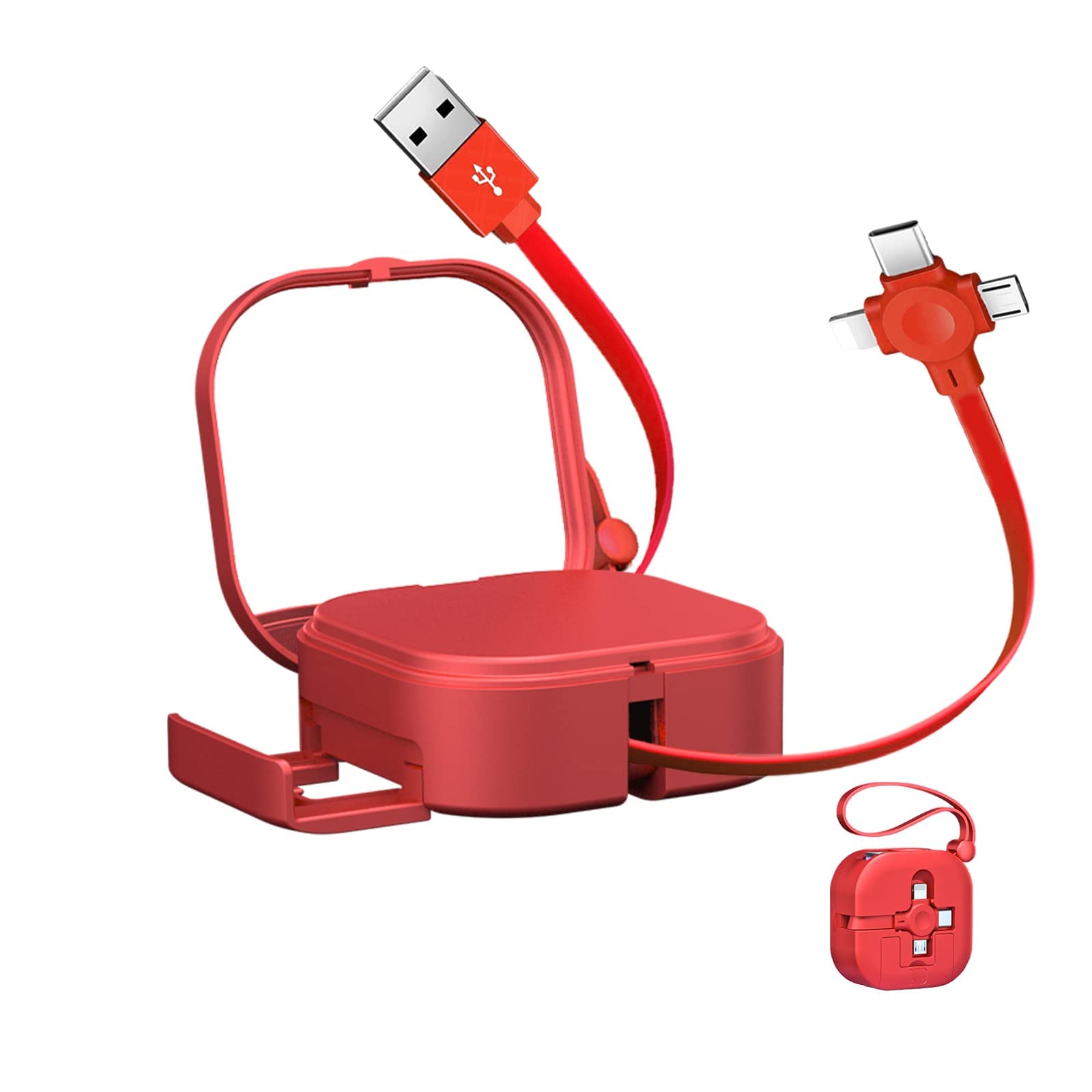 TERRIFI Multi 3 in 1 USB Retractable Fast Charging Cable, Data Transmission, Could Be Used As Mirror, Phone Holder. Suitable for iPhone (Lightning), Android (Micro USB) and USB C (Type-C) Devices.