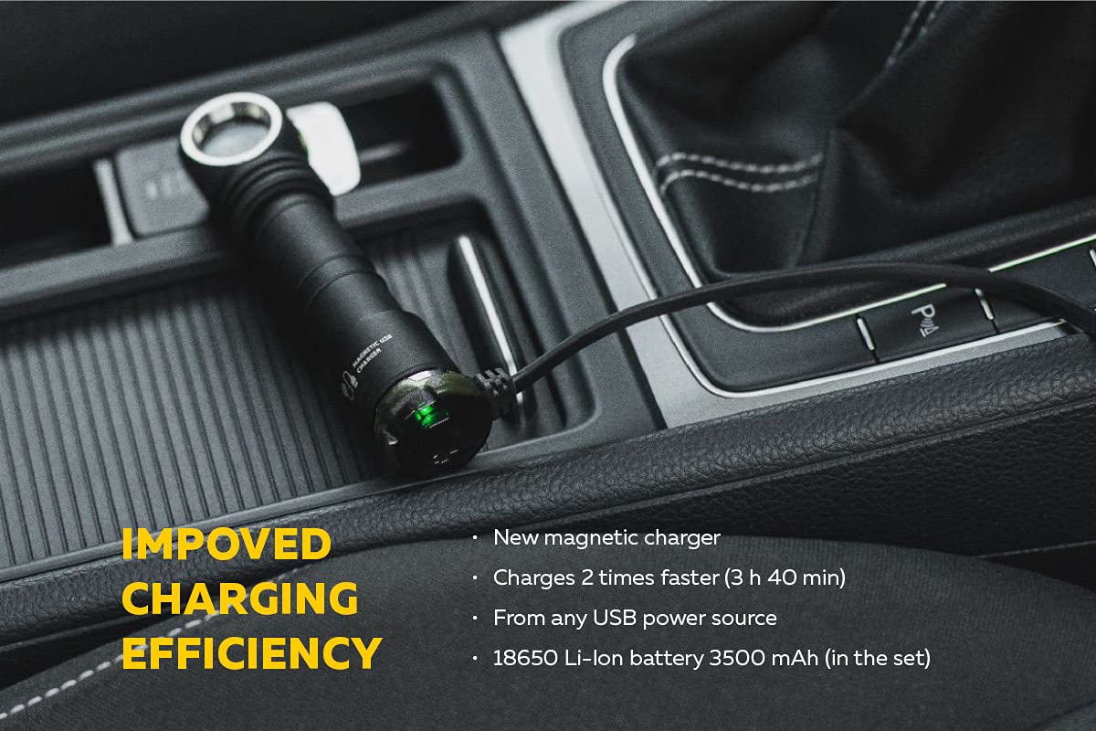 Linterna Frontal Armytek Wizard C2 V4 - 1120 Lúmenes, USB Recargable, Blanco Cálido - Para Outdoor