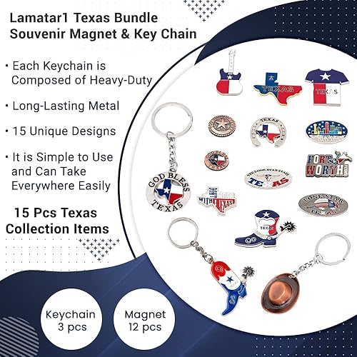 Miniatura 2 de Texas Bundle - Juego de imanes metálicos para nevera con recuerdo de Texas, Mezcla
