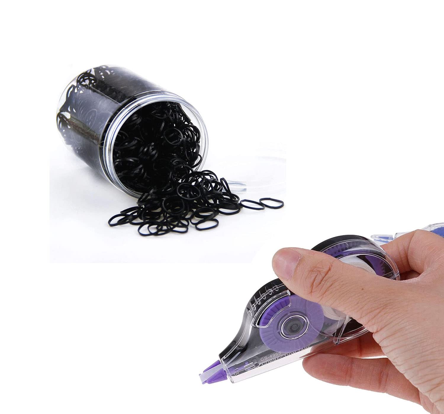 CRAFTS HAVELI DIY Art & Craft Set of Stationery Essentials for Home Office and School Project, Multicolor 2 Items- Correction Tape & 50 Rubber Band Black Small