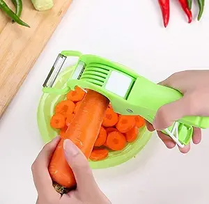 JAI SHREE BALAJI ENTERPRISE Plastic Multi Cutter with Extra Sharp Peeler for Vegetable Fruits Cutter Plastic Vegetable Cutter Vegetable Chopper (Multicolor Pack of 1)