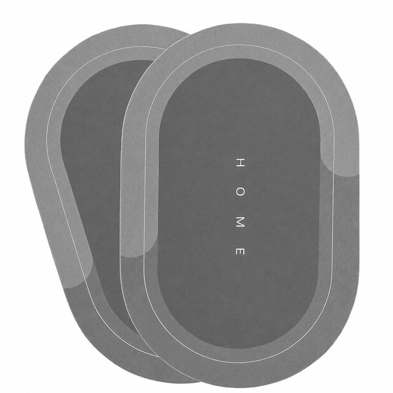 EUROTEX Pack of 2 Bathroom Mats Anti Slip Quick Dry Water Absorbent Soft Bath Mat | Oval Non-Skid Rubber Backing Doormat for Bathroom, Kitchen, Washroom & Entryway | Black