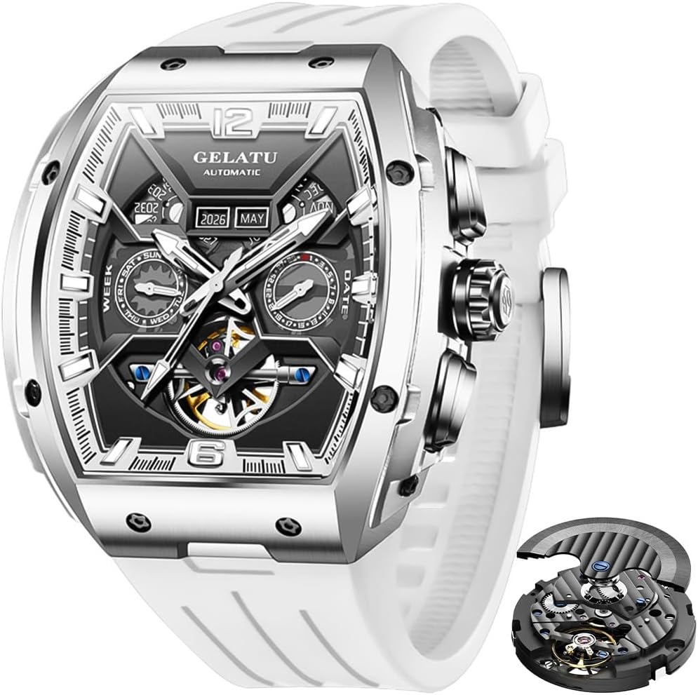 OLEVS GELATU Mens Watch Automatic Tourbillon Wristwatch