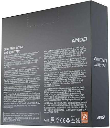 Processore AMD Ryzen 5 7600X (scheda grafica integrata Radeon, 6 cores/12 threads, 105W TDP,AM5 socket, 38MB cache, Boost di Frequenza fino a 5.3 GHz max, senza ventole) - 4