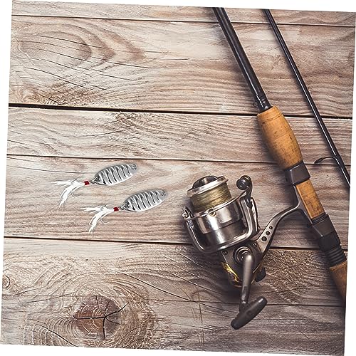 KESYOO 2Pcs Fishing Metal with Treble Hooks Durable Flat Stripe Angler Jigging Baits for Bass Pike Perch and Trout Fishing3