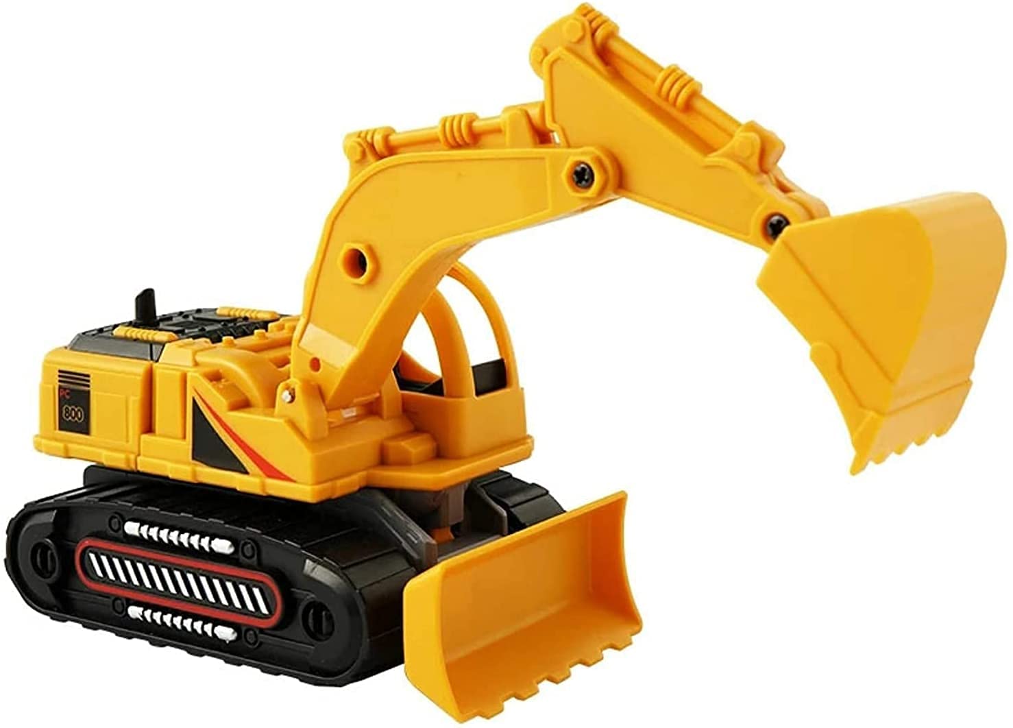 2 in 1 Transformer Stunt Road Truck Push and Go Friction Powered Construction Site 360 Degree Rotating Excavator Toy Road Truck with Movable Parts for Kids