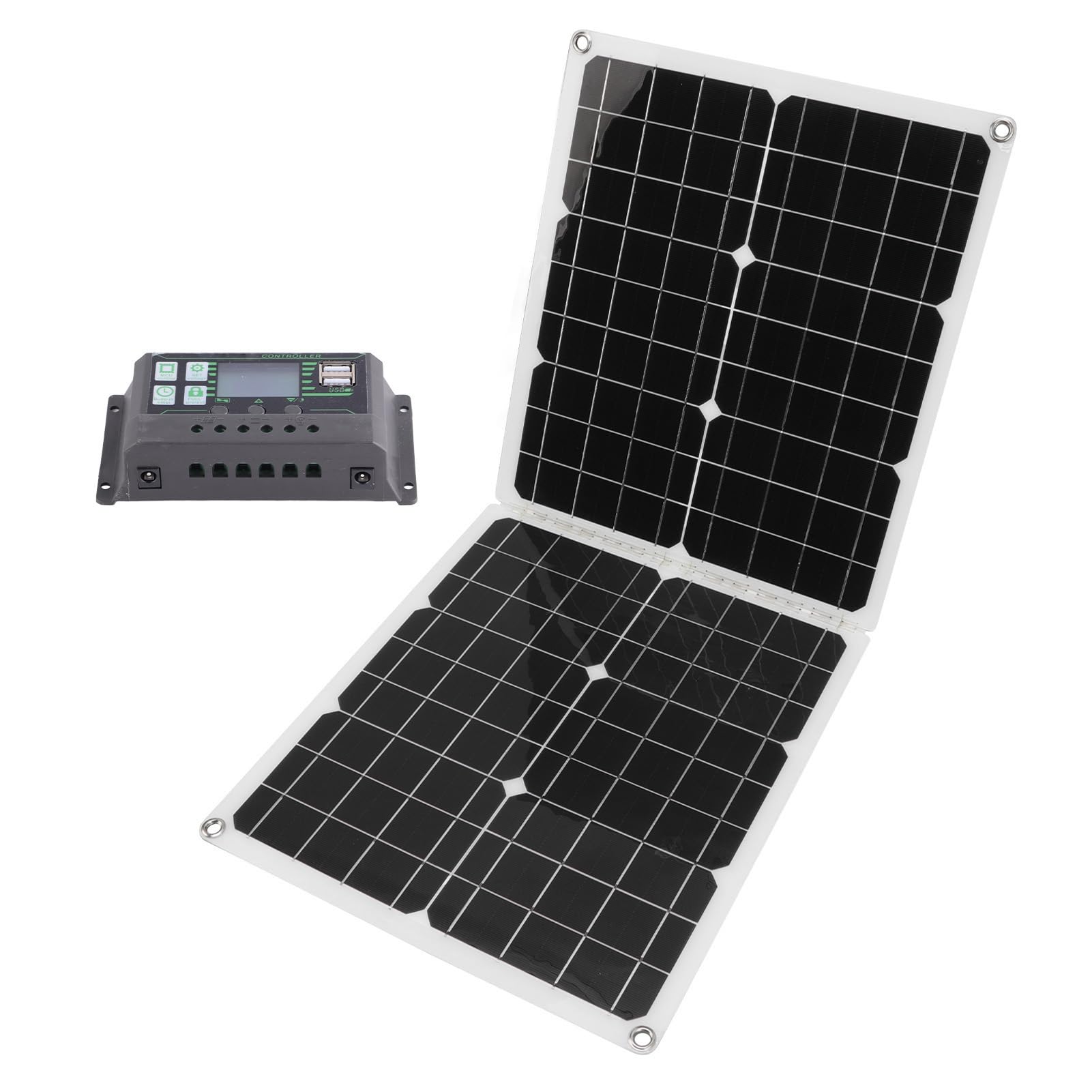 Omabeta Panneaux Solaires Pliants à Haut Rendement 50W pour Camping Voyage, Kit de Panneaux Solaires Portables en Polysilicium pour Utilisation en Extérieur