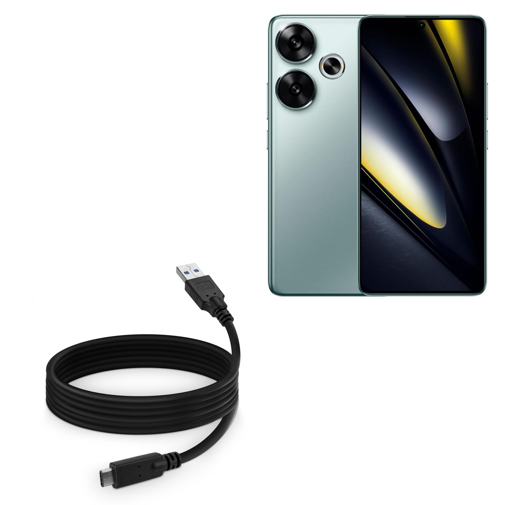 BoxWave Cable Compatible with Xiaomi Poco F6 - DirectSync - USB 3.0 A to USB 3.1 Type C, USB C Charge and Sync Cable - 6ft - Black