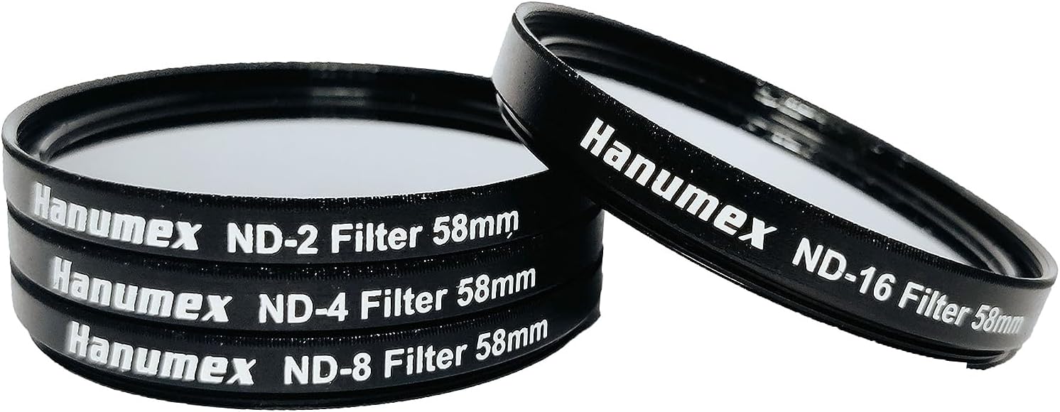 Hanumex 58MM Neutral Density ND Filter 2 4 8 16 KIT for Canon 18-55MM 55-250MM Lens
