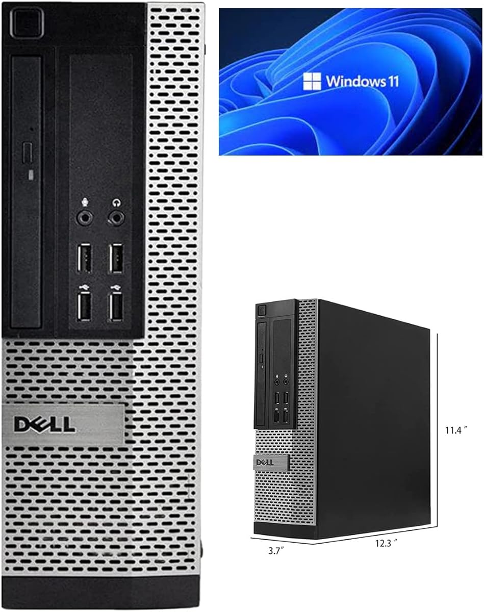 Window 11 Pro Optiplex Core i5 Series Desktop Small Form Desktop Tower PC (Intel Quad Core I5 4570, 8 Gb Ram, 120 SSD), (Renewed)