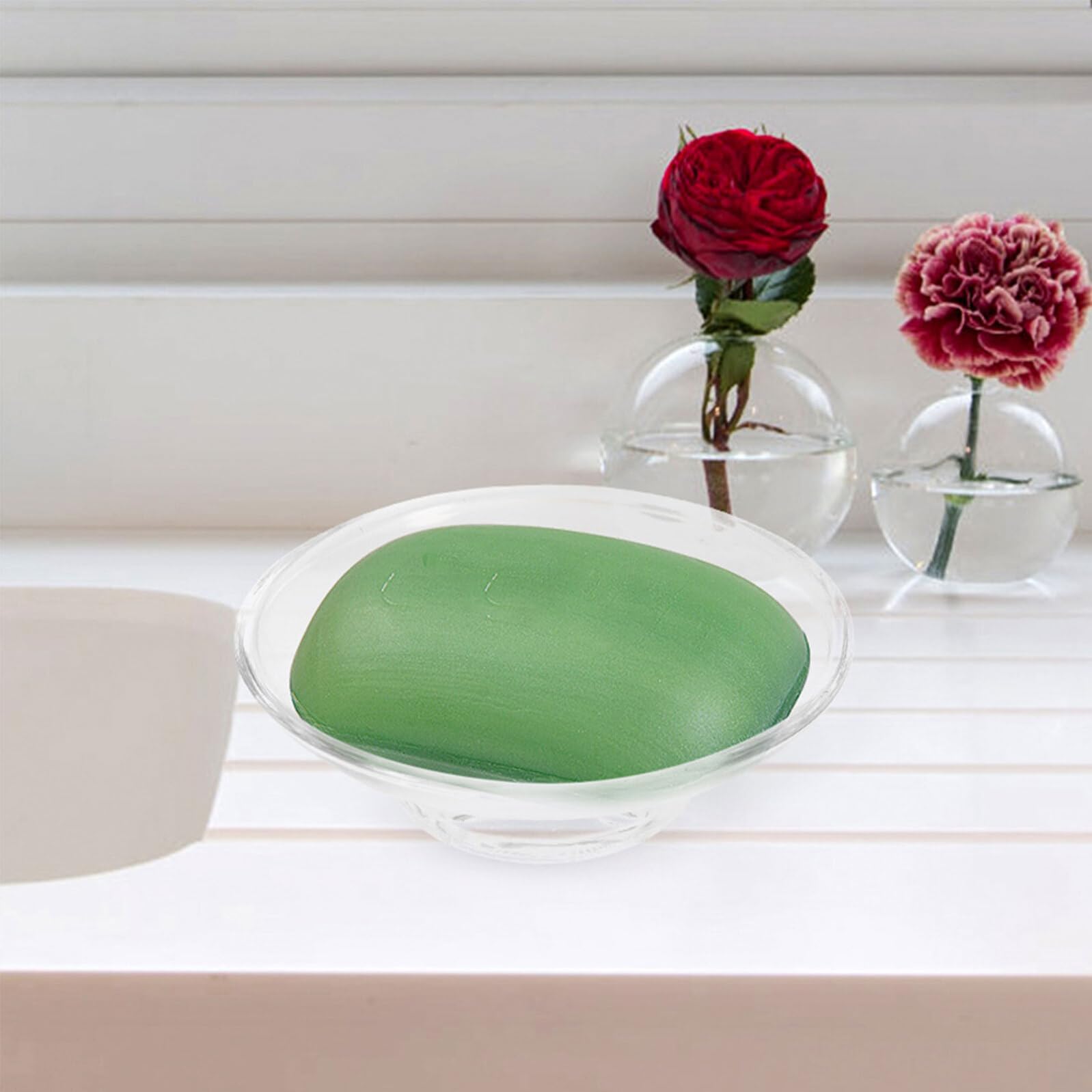 Porta Sapone in Vetro Rotondo 4 Pezzi per Bagno e Cucina