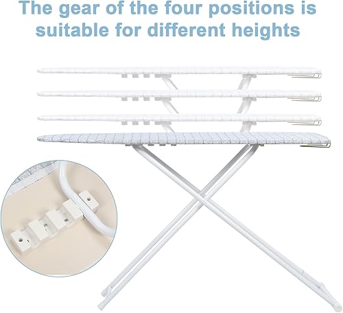 Miniatura 6 de Tabla de planchar, mesa de hierro independiente de tamaño completo con soporte para hierro, tabla de planchar plegable compacta, altura ajustable,