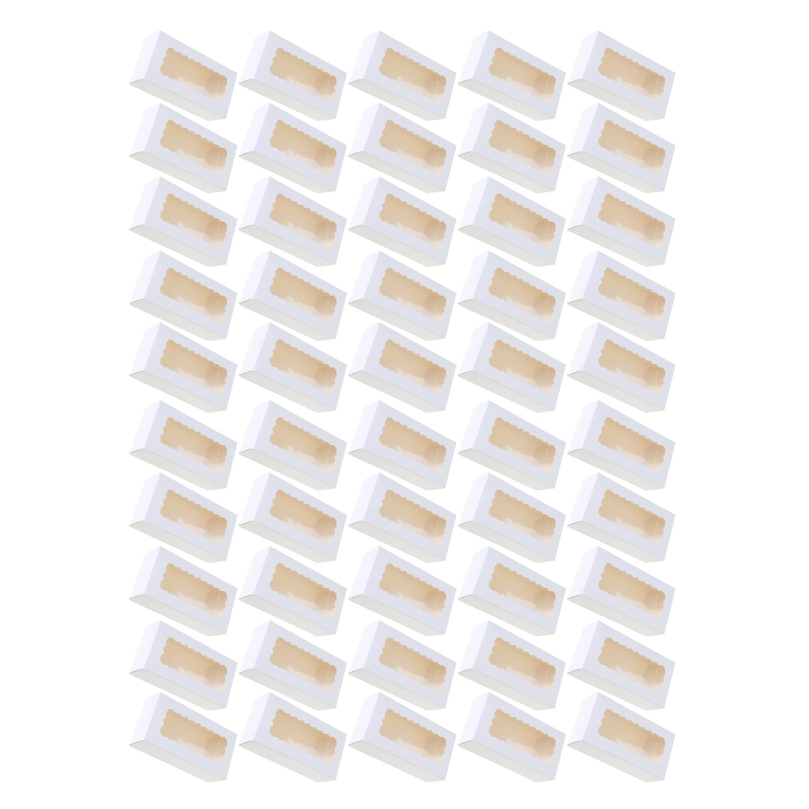 MICFENY Pack Of 50 Clear Macarons Boxes Pastry Display Case Cardboard Boxes for Christmas Birthday Wedding Party Favor