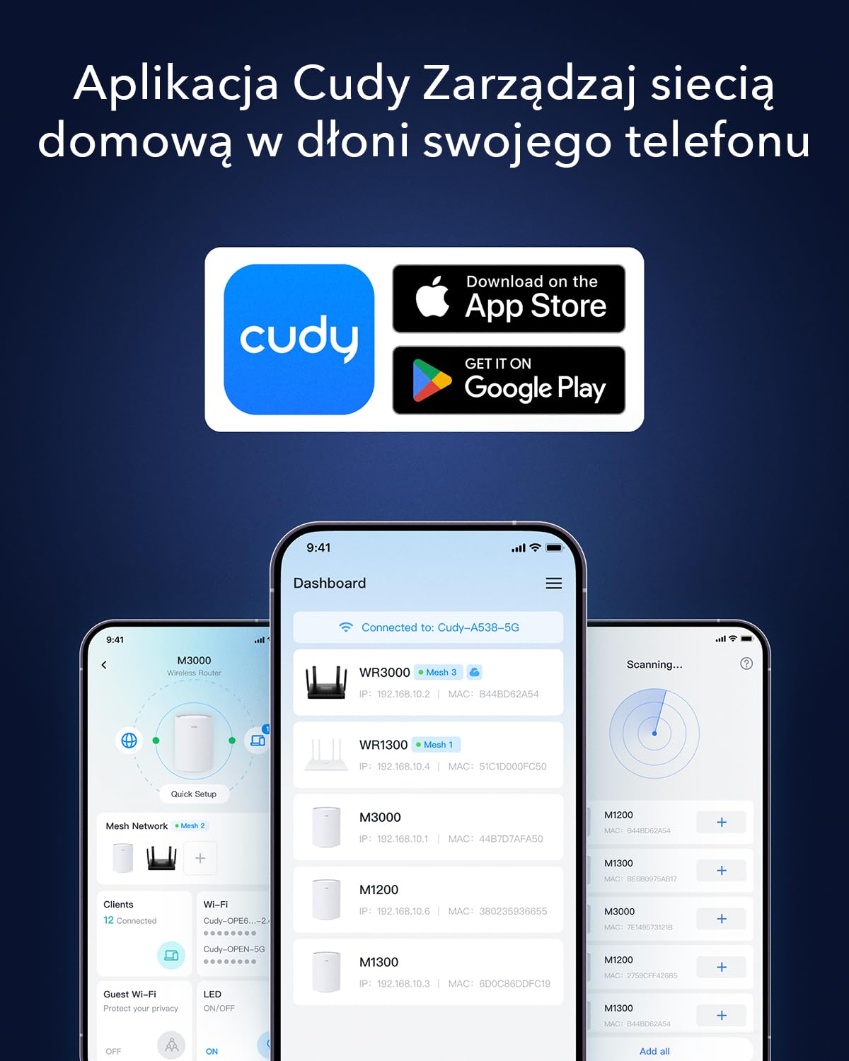 Cudy 6-siatkowy router Gigabit AX3000, 5 portów GbE, VPN, WR3000E | Wi-Fi 6 do 2402 574 Mb/s, dwuzakresowy OFDMA, dwurdzeniowy procesor 1,2 GHz, 5 portów GbE, 4 anteny, WG/OVPN/IPsec VPN