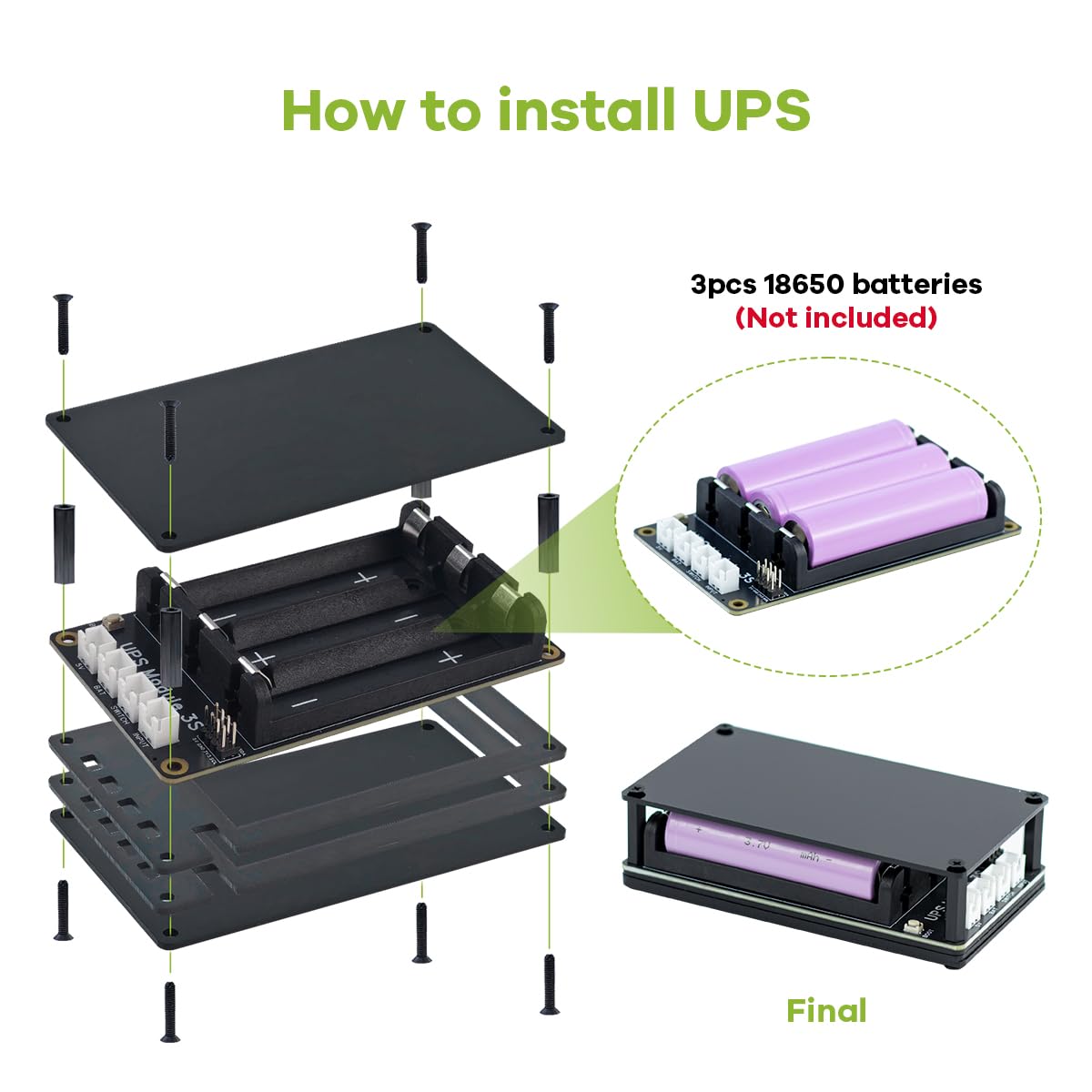 LAFVIN UPS Module 3S Uninterruptible Power Supply Module for Raspberry Pi/Jetson Nano Supports Charging and Power Output at The Same Time 3S & 5V 5A Output