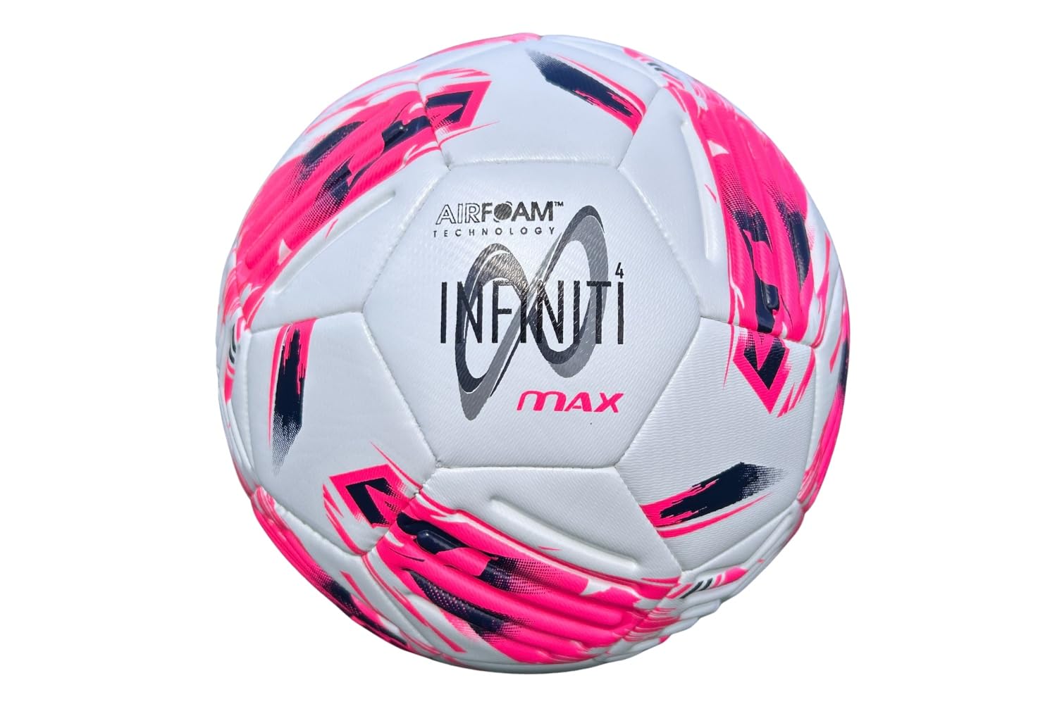 Samba Infiniti 4 MAX Training Football 2025 | Highly Durable Grass & Astro Ball | Made with AirFoam™| 32 Panels | Available in Size 3, 4 & 5 (White/Pink/Navy, 4)